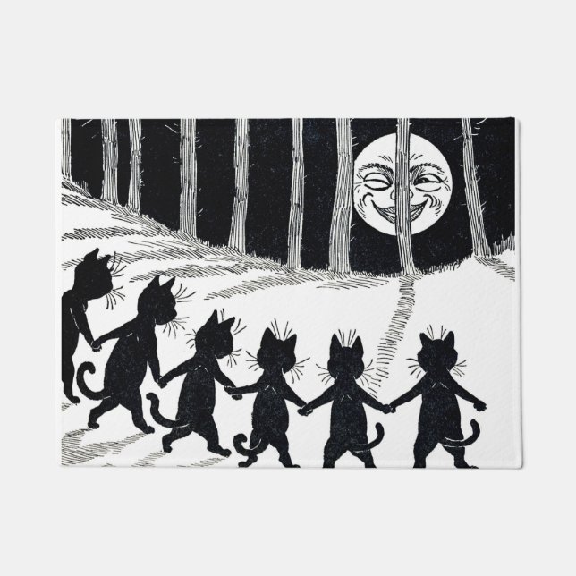 満月および猫、ルイWain ドアマット (正面)