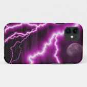 満月および紫色の稲妻 Case-Mate iPhoneケース (裏面(横))
