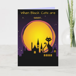 満月および黒猫ハロウィン カード