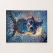 満月お洒落帽子をかぶったフクロウ ジグソーパズル (横)