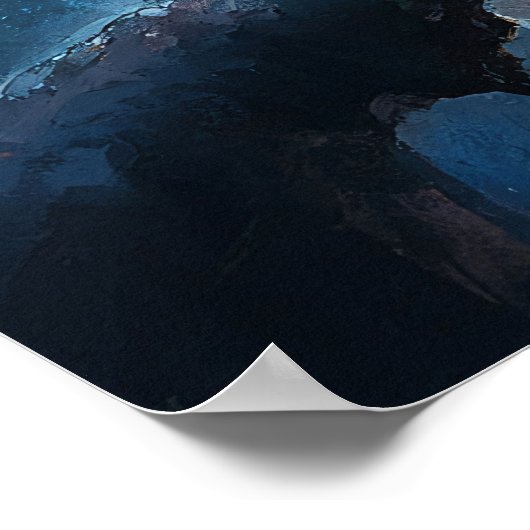 満月お洒落帽子をかぶったフクロウ ポスター (角)