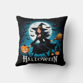 満月お洒落飛んでいる下の魔女 クッション (裏面)