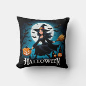 満月お洒落飛んでいる下の魔女 クッション (正面)
