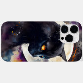 満月かわいらしの水彩黒猫 Case-Mate iPhoneケース (裏面 (横))