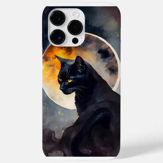 満月かわいらしの水彩黒猫 Case-Mate iPhoneケース (裏面)