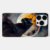 満月かわいらしの水彩黒猫 Case-Mate iPhoneケース (裏面 (横))