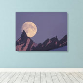 満月が出る | Chugach Mountains Alaska キャンバスプリント (インサイチュ (ウッドフロア))