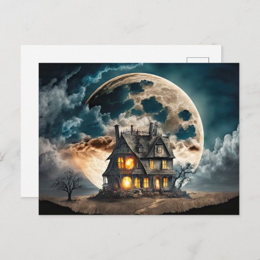 満月すごい不気味の下の家 ポストカード (正面/裏面)