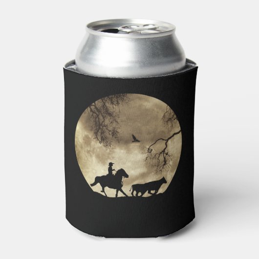 満月でカウボーイを丸ヴィンテージ 缶クーラー (缶正面)