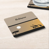 満月でギラッフェス スクエアペーパーコースター (アングル)