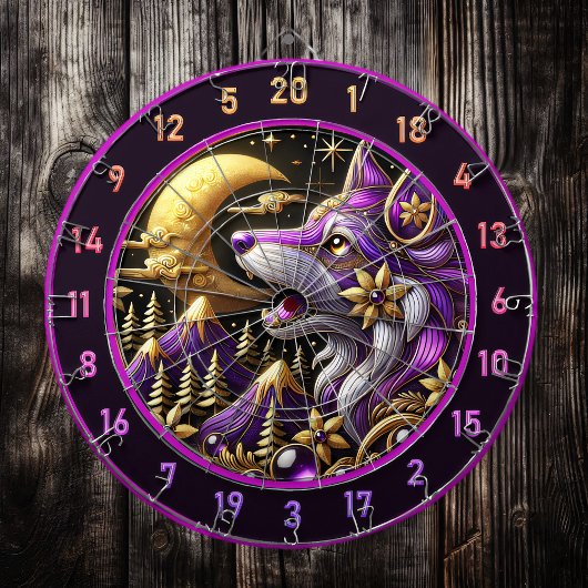 満月でハウリングする神秘的なオオカミ ダーツボード