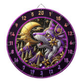 満月でハウリングする神秘的なオオカミ ダーツボード (正面)