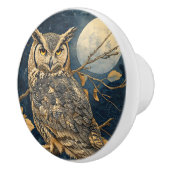 満月で止まっているフクロウ セラミックノブ (右)