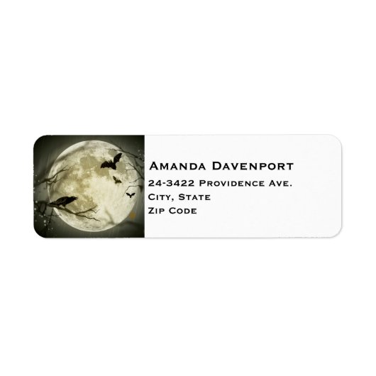 満月とこうもりとカラス ラベル (正面)