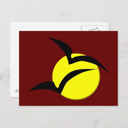 満月とこうもり葉書 ポストカード (正面/裏面)