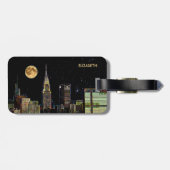 満月との夜のニューヨークのスカイライン ラゲッジタグ (裏面横)