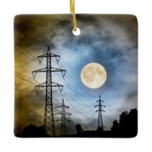 満月とパーソナライズされた電源ラインのクリスマス