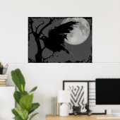 満月とブランチのハロウィーンレイヴン ポスター (ホームオフィス)