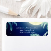 満月とヤシの木のトロピカルアドレス ラベル (インサイチュ)