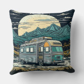 満月と山の中のヴィンテージRV クッション (裏面)