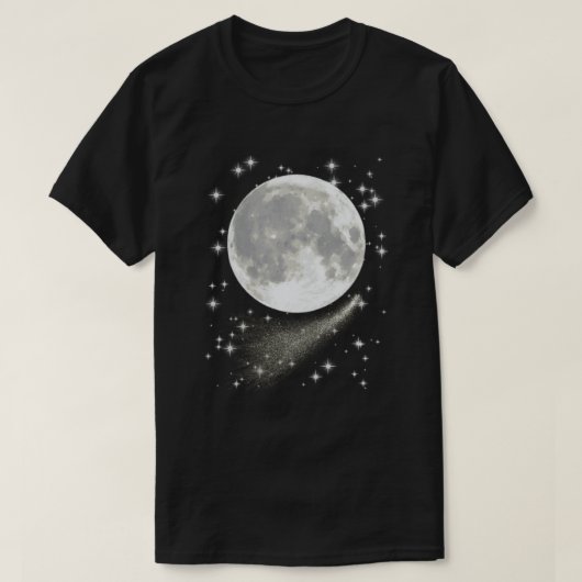 満月と星々と彗星の月景色 Tシャツ (デザイン正面)