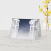 満月と星の窓 カード (黄色い花)