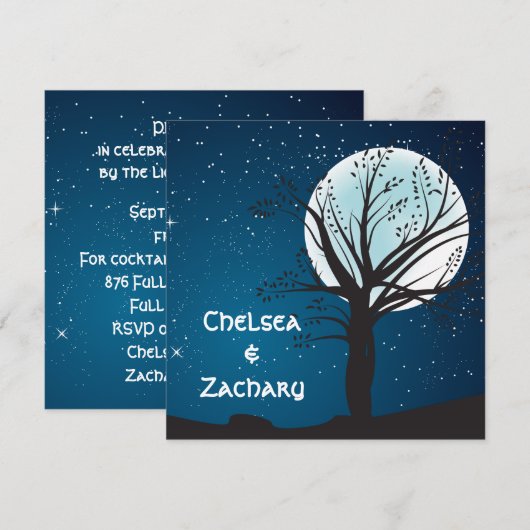 満月と星の結婚式 招待状 (正面/裏面)