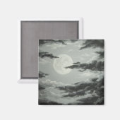 満月と曇り夜空マグネット マグネット (正面/裏面)