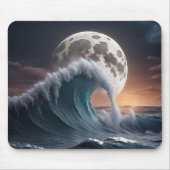 満月と海波 マウスパッド (正面)