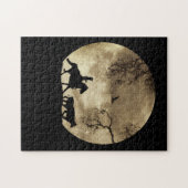 満月と牛のカントリー西部カウボーイ ジグソーパズル (横)