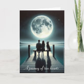 満月と犬のいるカップル カード (正面)