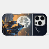 満月と狼の吠え声 iPhoneケース (裏面横)
