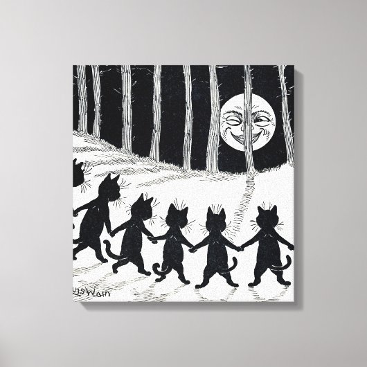 満月と猫たち、ルイ・ワイン キャンバスプリント (正面)