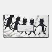 満月と猫たち、ルイ・ワイン デスクマット (キーボード&マウス)