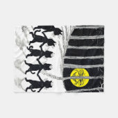 満月と猫たち、ルイ・ワイン フリースブランケット (正面(横))