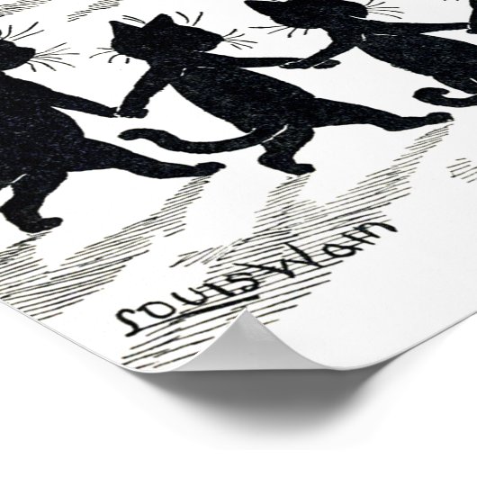 満月と猫たち、ルイ・ワイン ポスター (角)