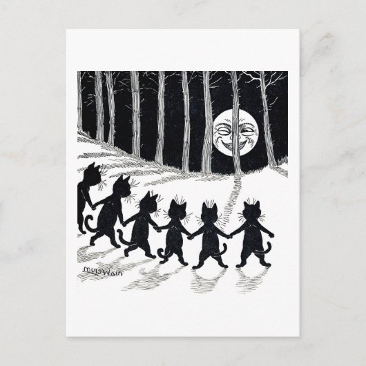 満月と猫たち、ルイ・ワイン ポストカード (正面)