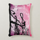 満月と猫Aイニシャルモノグラム荷物タグ アクセントクッション (正面(垂直))