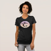 満月と猫CイニシャルモノグラムTシャツ Tシャツ (正面フル)