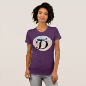 満月と猫DイニシャルモノグラムTシャツ Tシャツ (正面フル)