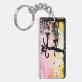 満月と猫Fイニシャルモノグラムキーチェーン キーホルダー (正面左)