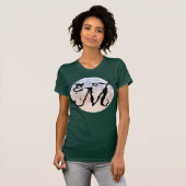 満月と猫MイニシャルモノグラムTシャツ Tシャツ (正面フル)
