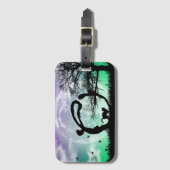 満月と猫Oイニシャルモノグラム荷物タグ ラゲッジタグ (正面縦)
