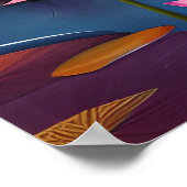 満月と美しいピンクの蓮の花 ポスター (角)