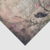 満月と鳥の混合メディアのデコページ 薄葉紙 (詳細)