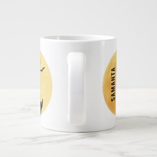 満月と黒猫が登場するかわいいハロウィンの魔女 ジャンボコーヒーマグカップ (裏面)