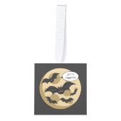 満月にパーティーを持つこうもり キューブオーナメント (正面)