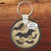 満月にパーティーを持つこうもり キーホルダー (正面)