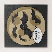 満月にパーティーを持つこうもり ジグソーパズル (横)