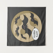 満月にパーティーを持つこうもり タペストリー (正面(横))